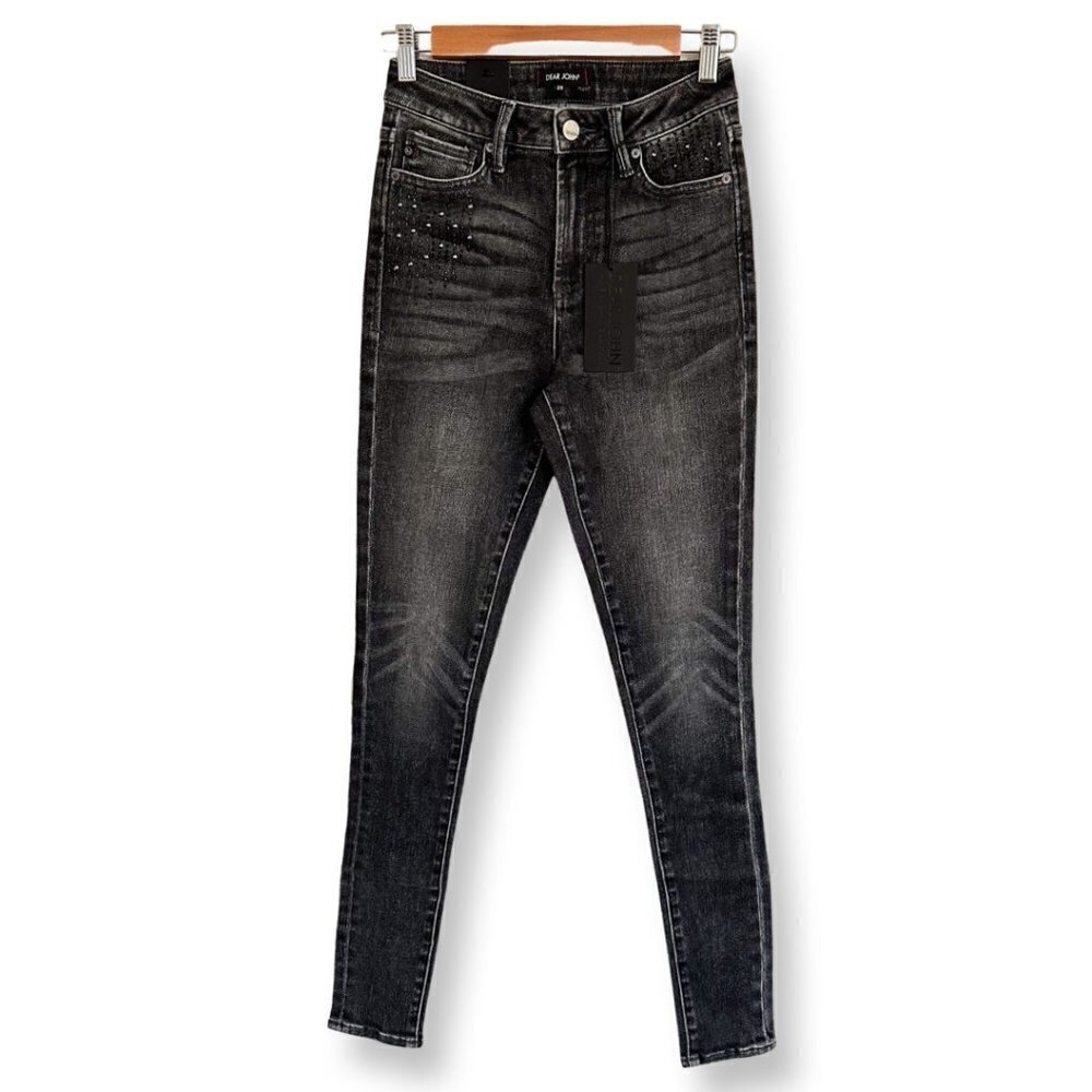 Dear John Denim Women's Olivia High Rise Skinny Jeans Cobble Size 25 With Sequin - Picture 1 of 10